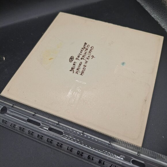 Hand-Painted Delft Polychrome Ceramic Tile With Menorah Design Emblem Of Israel - Picture 7 of 8